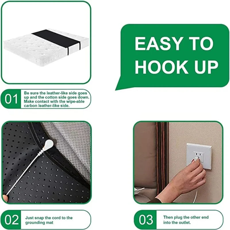 Grounding Leather Conductive Mattress Pad for Better Sleep & Reduce Stress