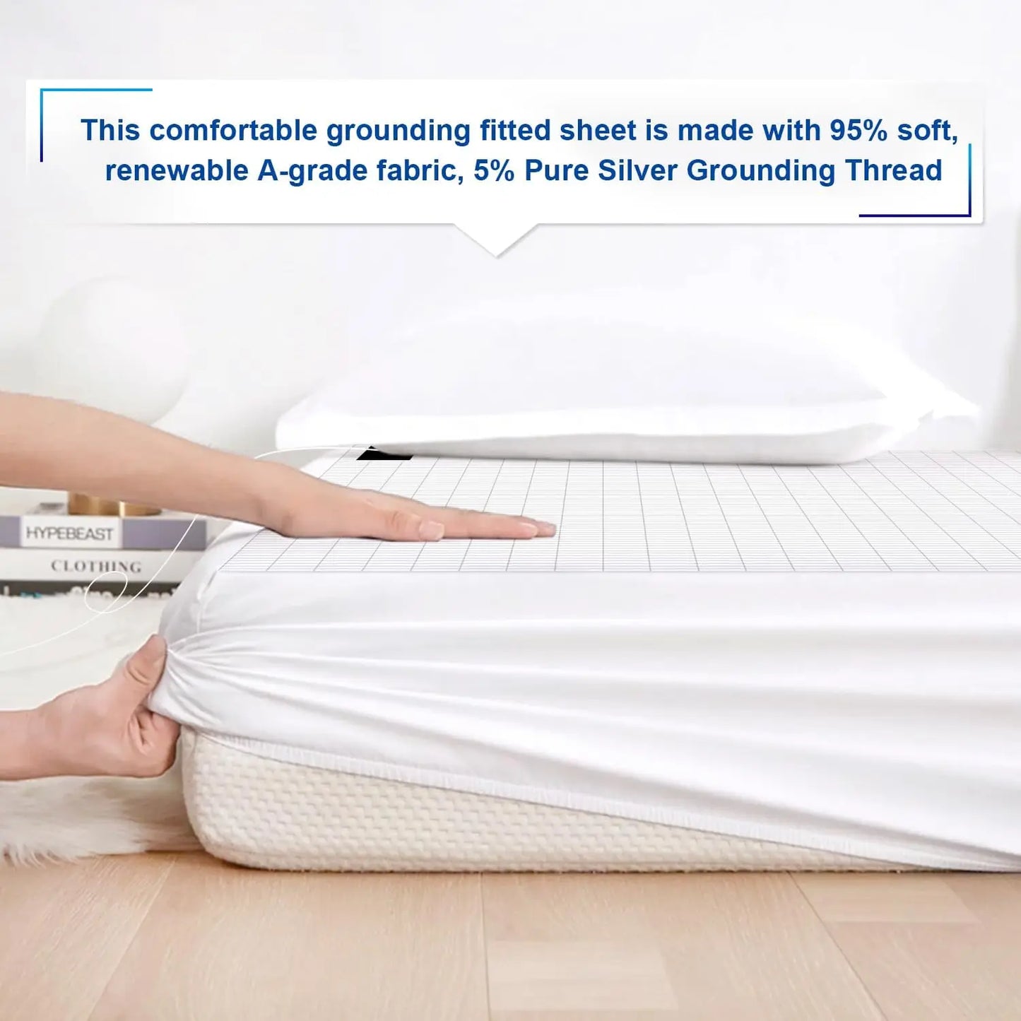 Grounding Bed Sheet With 5% Conductive Silver Fiber Organic Cotton
